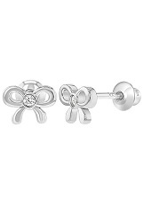 mind-boggling sparkling bow baby screw back earrings